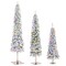 Set of 2/3 4.5/6/7.5FT Flocked Artificial Christmas Tree with C3 Clear LED Lights,9 function w/Foot Pedal